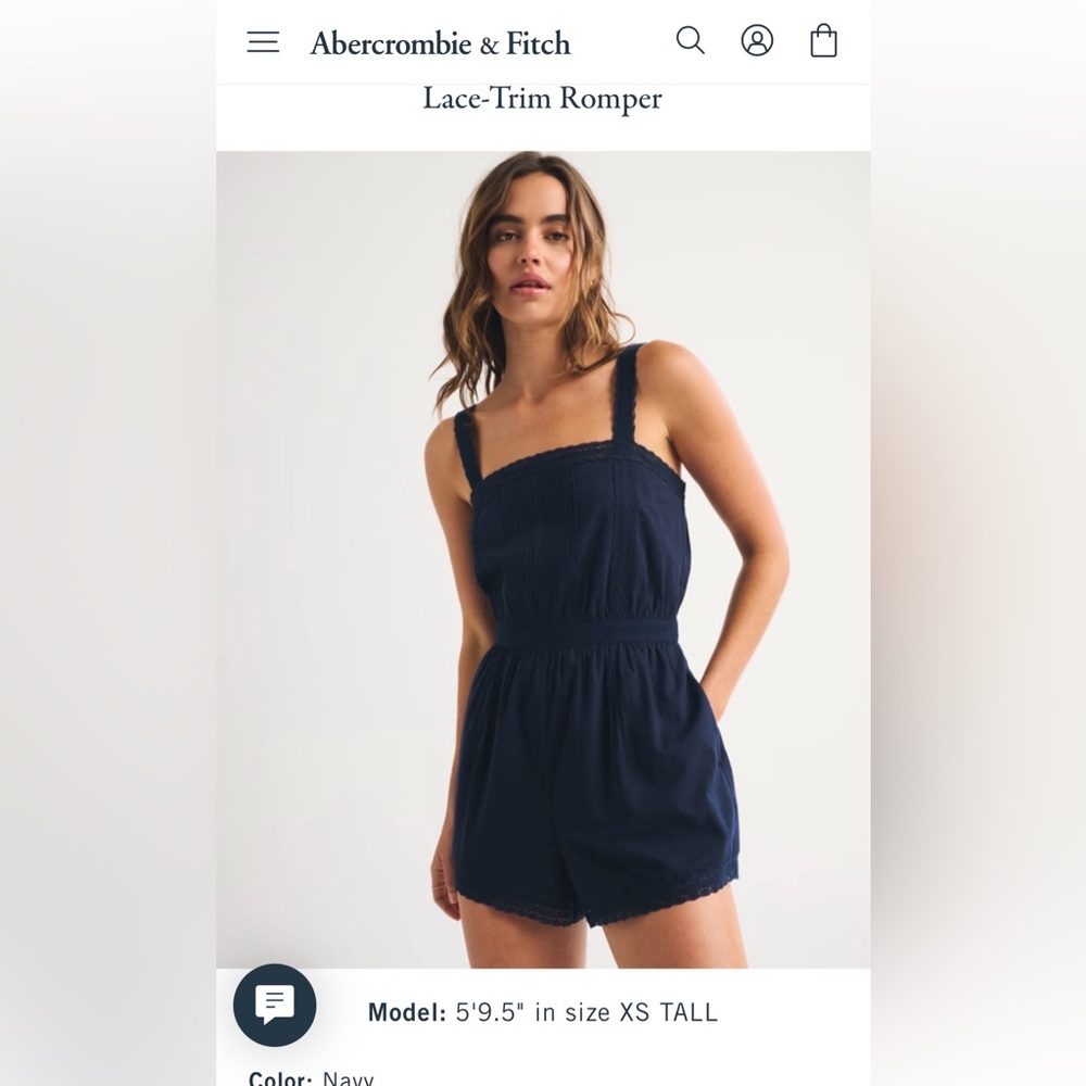 Abercrombie and Fitch Navy Lace-Trim Romper Small